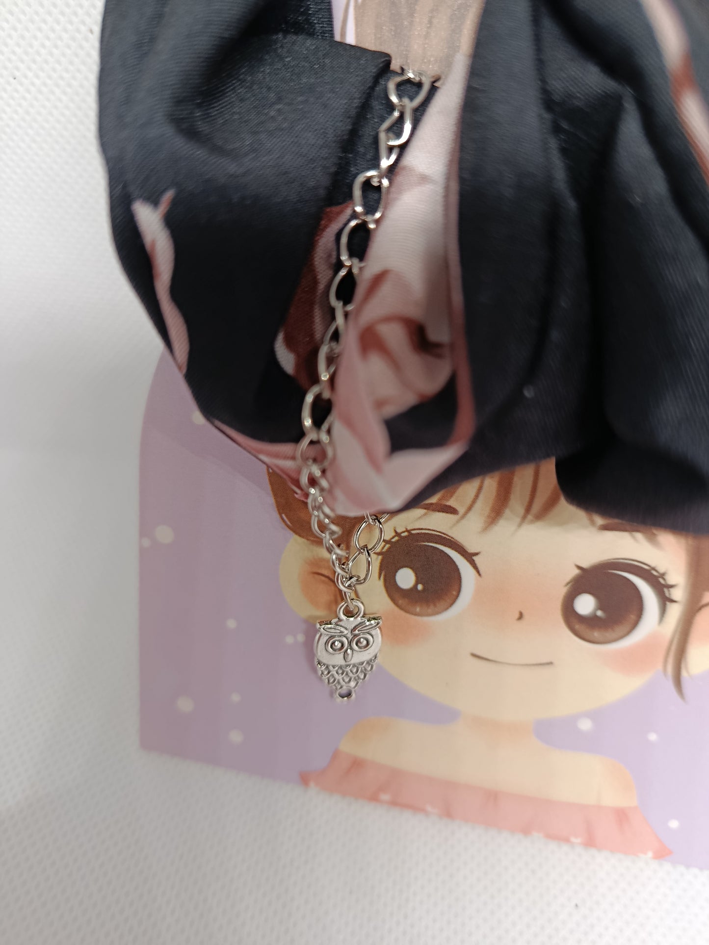 chouchou avec pendentif hibou