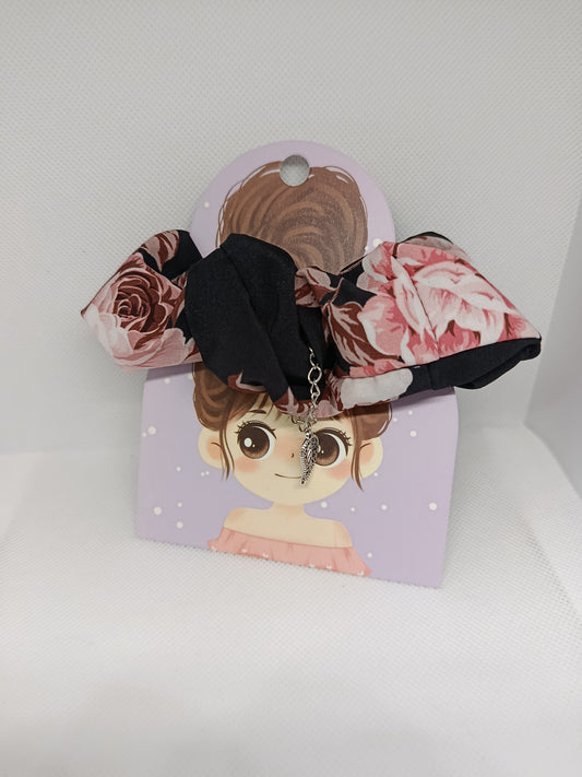 chouchou avec pendentif feuille