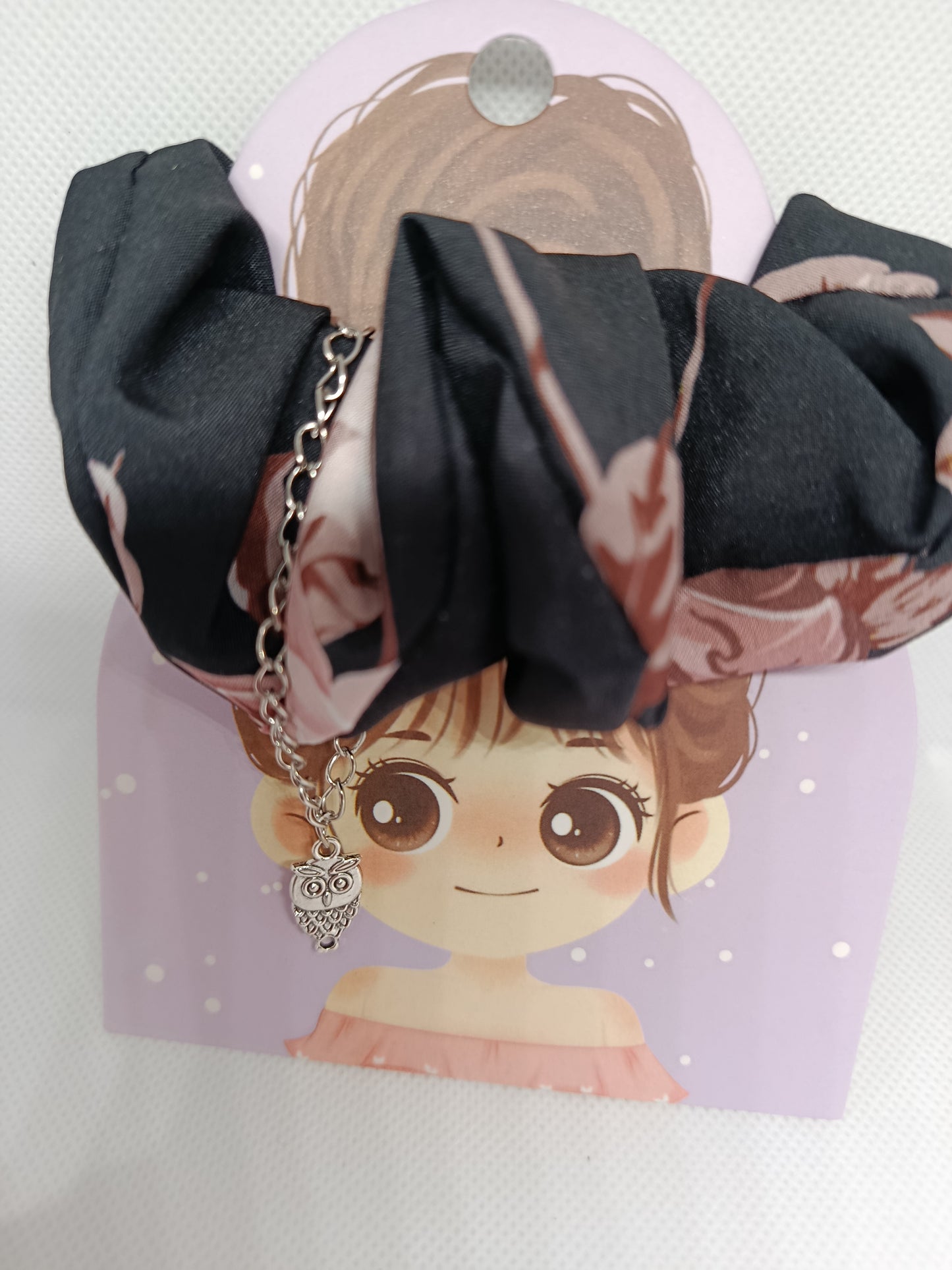 chouchou avec pendentif hibou