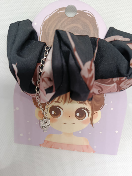 chouchou avec pendentif hibou